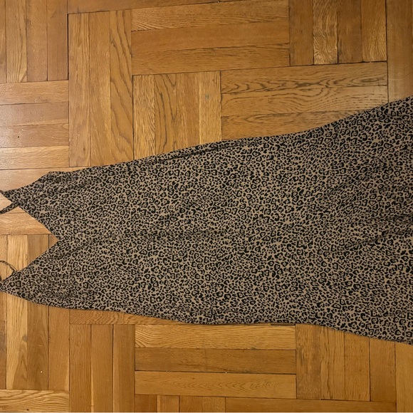 Reformation Bates Cheetah Print brown Midi Slip Dress V-Neck Sleeveless - Picture 4 of 6